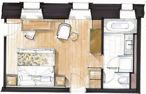 Le Petit Cervin Hotel Zermatt Exterior photo A floorplan of a typical hotel room